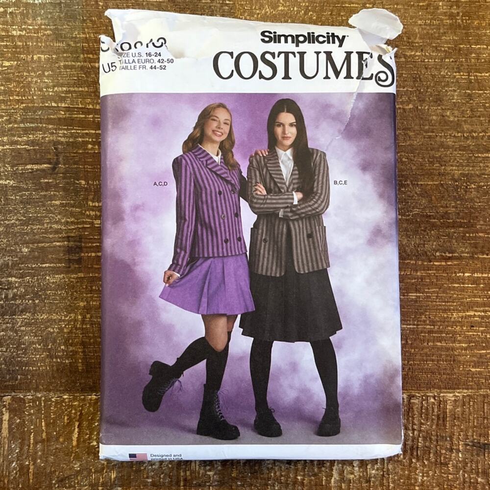 Simplicity Sewing Pattern S9843 Wednesday School Girl Costume Gothic 16-24UNCUT